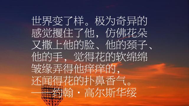 他是诺贝尔文学奖得主，约翰·高尔斯华绥作品摘录，这十段话真美