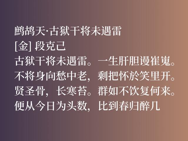 金代大文人段克己，这佳作真挚热情，别有一番风味