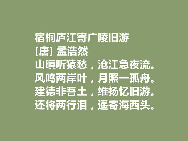 唐朝山水田园诗之巅峰，孟浩然佳作，意境闲远，暗含高尚人品