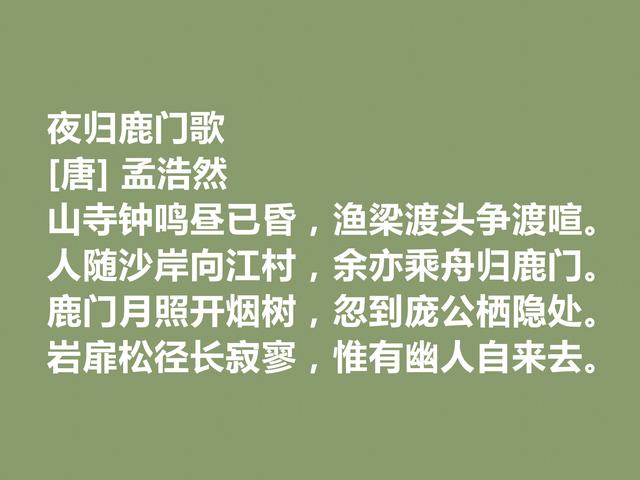 唐朝山水田园诗之巅峰，孟浩然佳作，意境闲远，暗含高尚人品