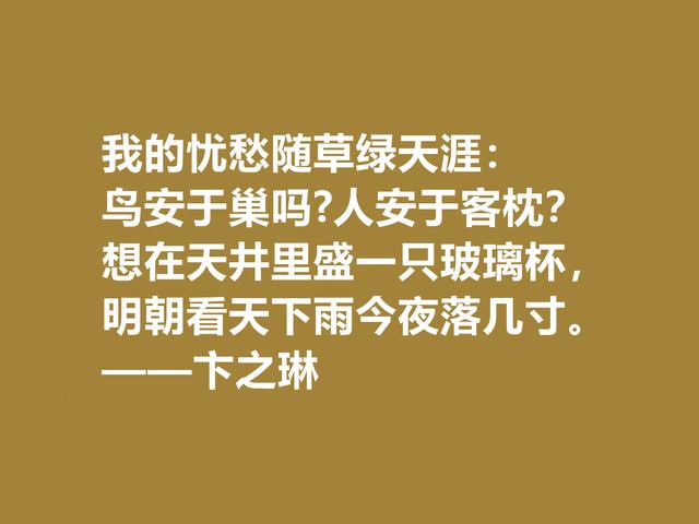 现当代大诗人，欣赏卞之琳格言，极具戏剧化，体现浓重的哲理