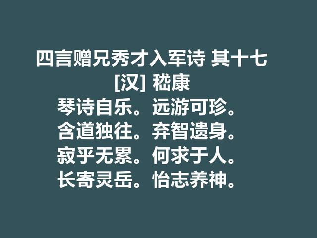 迎娶曹操重孙女，又是竹林七贤的核心，嵇康这诗暗含人生真谛