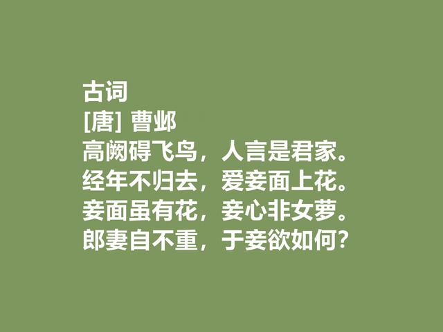 晚唐重要诗人，五言古风诗特立独行，细品曹邺这诗，魅力无限