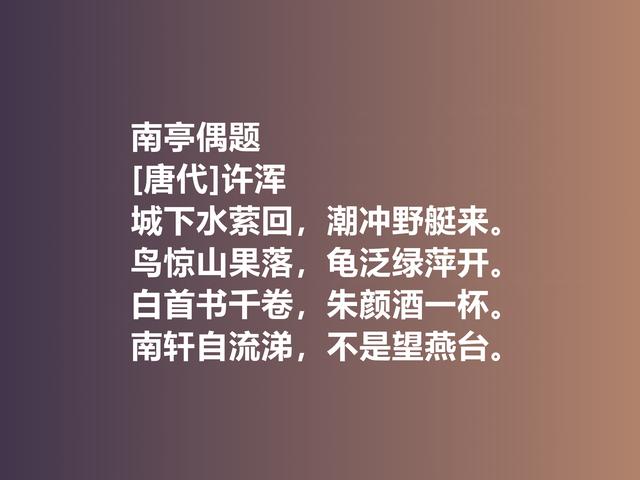 名声毁誉参半的晚唐诗人，许浑专写律诗，他这佳作，太经典了