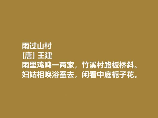 中唐重要诗人，新乐府诗堪称名家，王建这诗，纯真自然