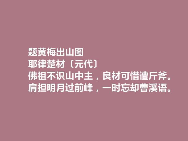 元朝一代名相，耶律楚材诗，多民族文化与思想融合，值得品读