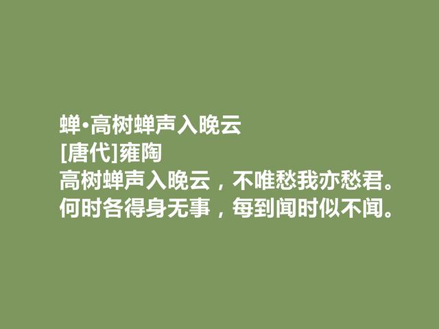 唐中晚期诗人，又是寒士群体的代表，雍陶诗，明辨清浊