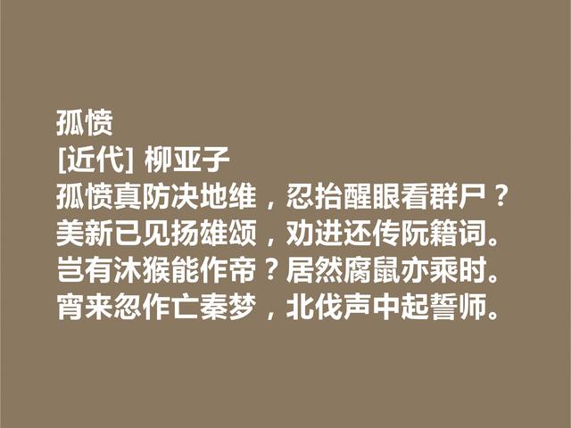 他是爱国诗人，柳亚子诗，激昂澎湃，可歌可泣，彰显人格魅力