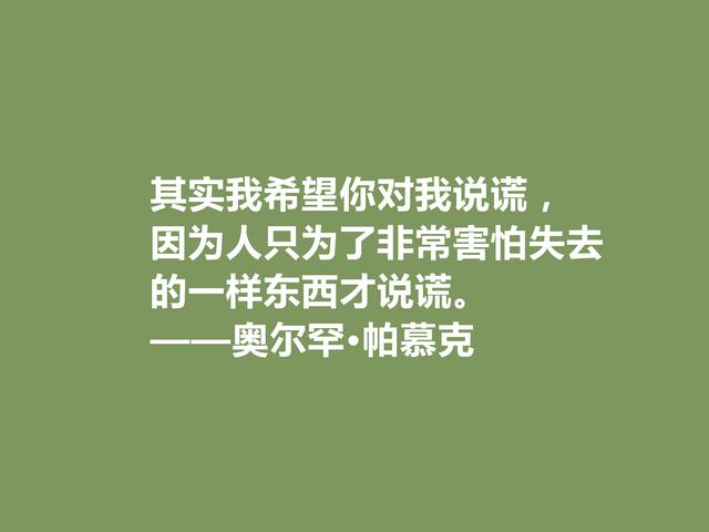 欧洲三位核心作家之一，帕慕克格言凸显叛逆感，读完血脉喷张