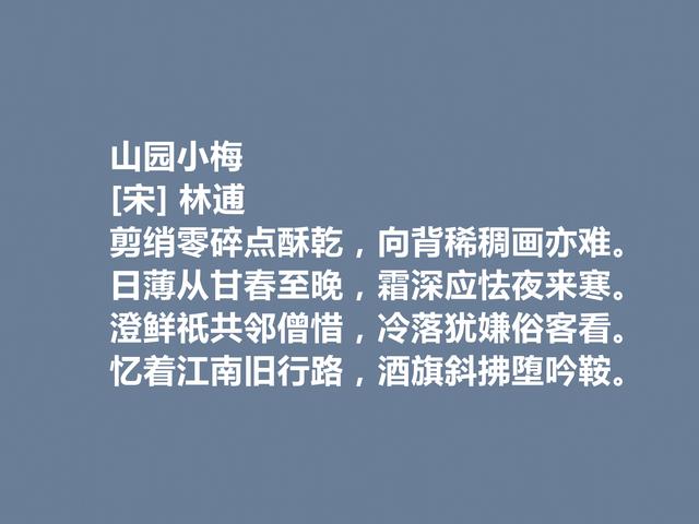 北宋著名的隐士，性格特立独行，林逋这诗，彰显他的人生追求