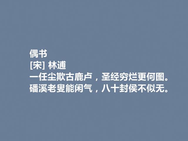 北宋著名的隐士，性格特立独行，林逋这诗，彰显他的人生追求