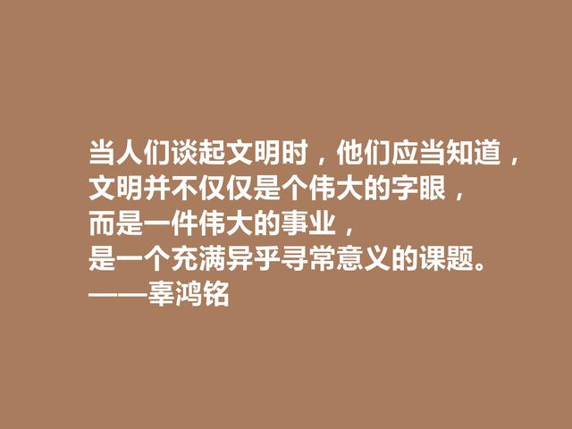 清末怪杰，又极具争议性，辜鸿铭话，体现爱国情怀，值得肯定