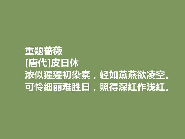 晚唐最著名诗人之一，皮日休诗，清雅奇峭，具备浓烈的时代感