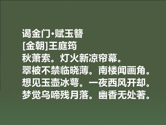 他是金朝诗坛大人物，王庭筠这诗，透射出孤独意境，值得品读