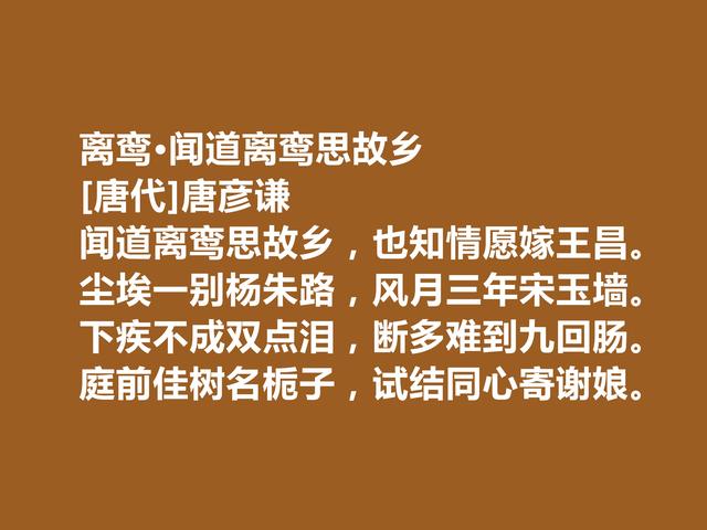 晚唐小众诗人，唐彦谦诗作，醇厚又有韵味，运用典故堪称一绝