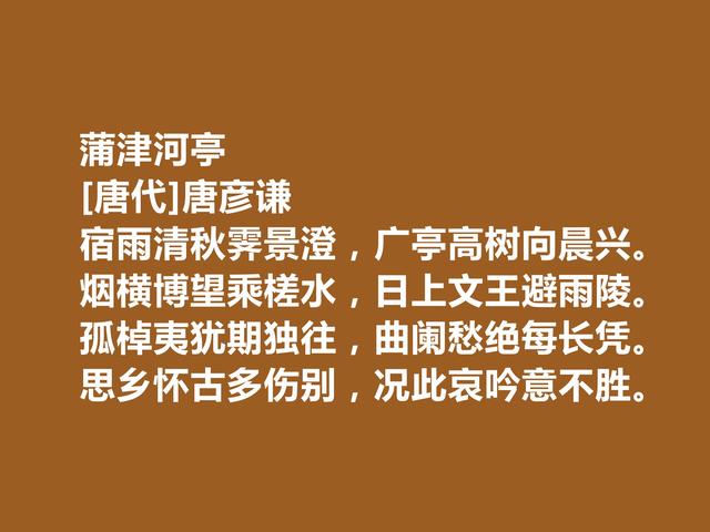 晚唐小众诗人，唐彦谦诗作，醇厚又有韵味，运用典故堪称一绝