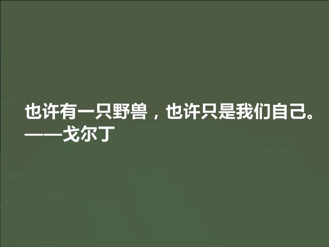 英国极具想象力的小说家，戈尔丁这格言，揭露出人类的善与丑