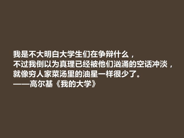 苏联作家高尔基，名作《我的大学》格言，深刻又犀利