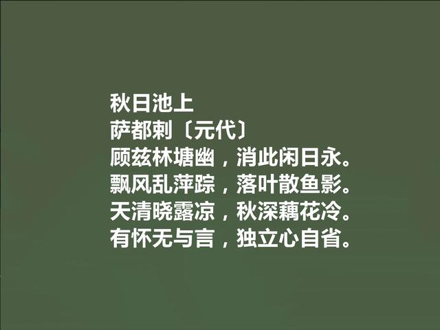 元代回族诗人，萨都剌诗，豪放激昂，清丽悠远，让人回味无穷