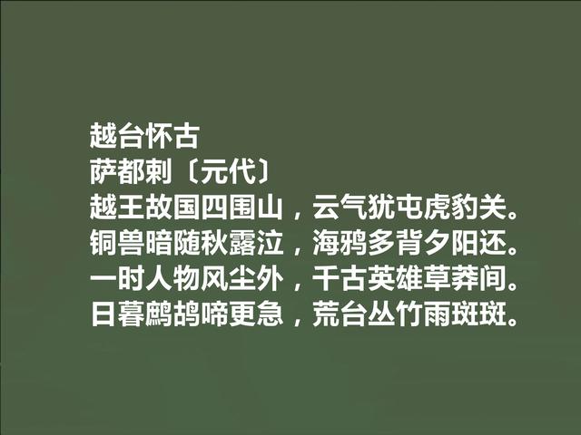 元代回族诗人，萨都剌诗，豪放激昂，清丽悠远，让人回味无穷