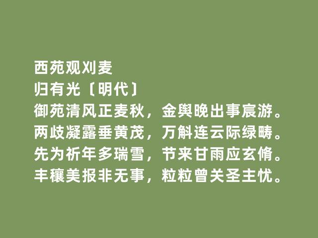 明朝文人归有光，散文独步天下，诗歌同样精彩，这诗格局更高