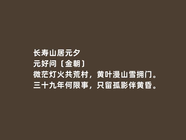 金朝文坛名家，元好问诗词，意境幽深，社会意义强烈