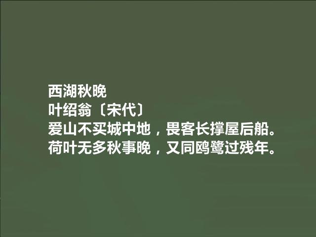 南宋江湖诗派代表，叶绍翁诗特色独特，江湖气浓烈，值得一读