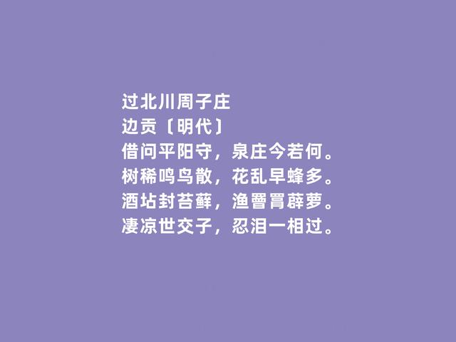 明朝著名诗人，前七子之一，边贡诗，清新飘逸，凸显个人气质