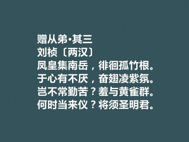 建安七子之一刘桢，他这诗，以气取胜，富有风骨，五言诗绝佳