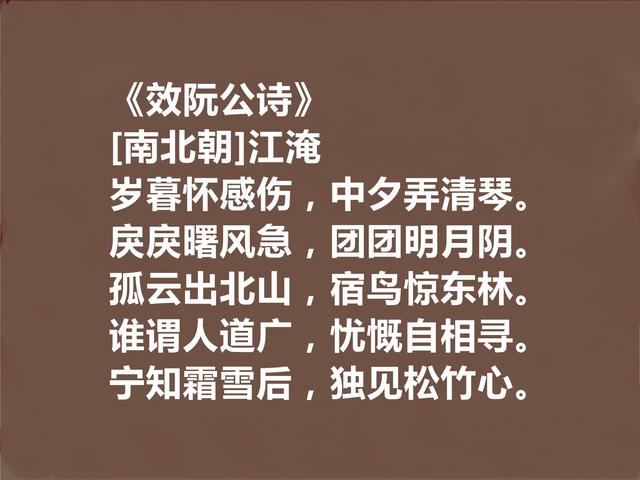 南北朝过渡诗人，因拟古诗闻名天下，江淹十首诗，真情熔铸，爱了