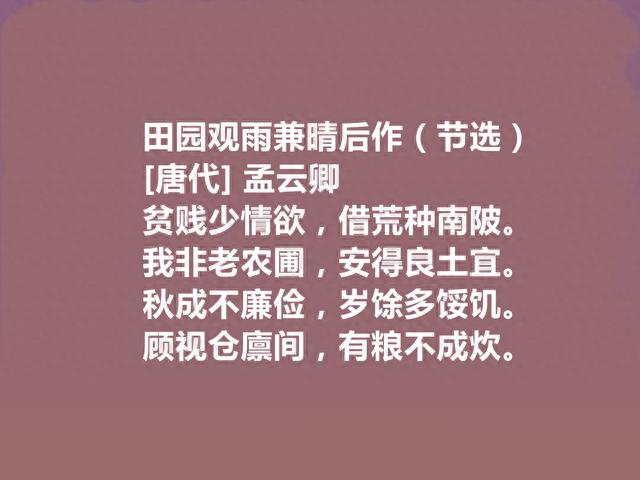 唐朝小众诗人，杜甫密友，孟云卿十首诗，朴实无华，充满哀怨之音