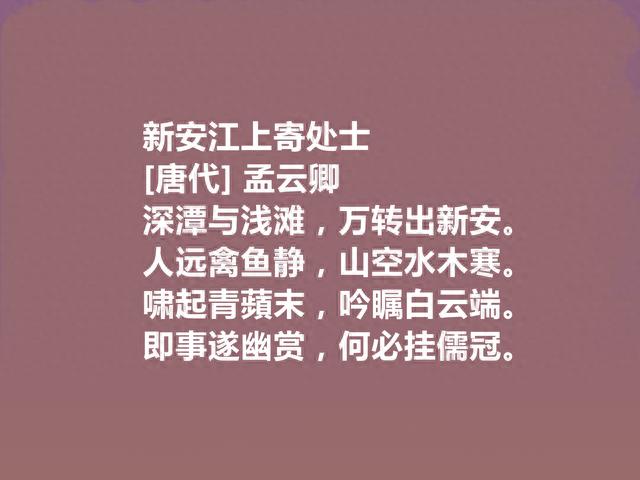 唐朝小众诗人，杜甫密友，孟云卿十首诗，朴实无华，充满哀怨之音