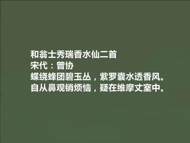 唐宋八大家曾巩后代，南宋诗人曾协十首诗，妙不可言，咏物诗真好