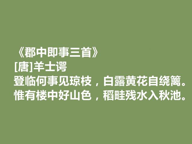 中唐小众诗人，羊士谔十首诗，清流典雅，景物融合贴切，让人叫绝