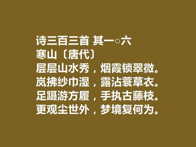 唐朝诗僧，寒山十首诗充满空灵之感，又有教化功能，读懂净化心灵