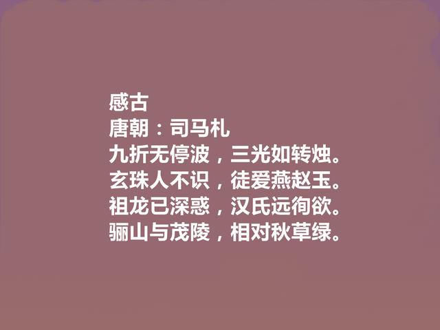 晚唐小众诗人，司马扎十首诗，充满对世事的沧桑感和人生的无奈感